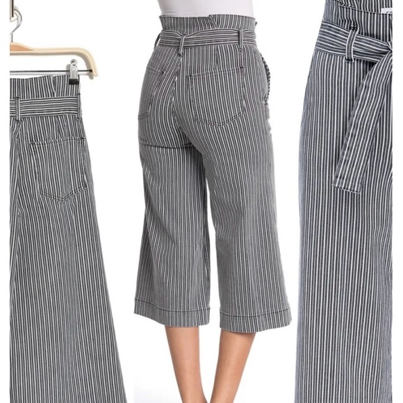 Frame | Stripped Belted Culottes New With Tags NWT Size 25 Wide Leg Style - Picture 1 of 12